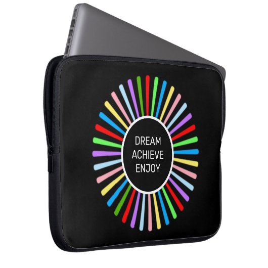 Moderne mehrfarbige Strahlen auf schwarz Laptopschutzhülle (Vorne Rechts)