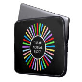 Moderne mehrfarbige Strahlen auf schwarz Laptopschutzhülle (Vorderseite Links)