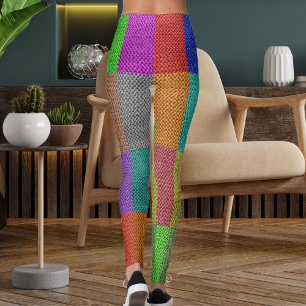 Moderne mehrfarbige Strickwolle Textur-Muster Leggings