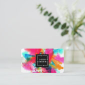 Moderne mehrfarbige Wasserfarben Cool Abstraktes B Visitenkarte (Stehend Vorderseite)