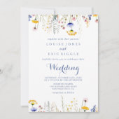 Moderne mehrfarbige Wildblume Front & Back Wedding Einladung (Vorderseite)