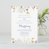 Moderne mehrfarbige Wildblume Front & Back Wedding Einladung (Stehend Vorderseite)