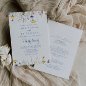 Moderne mehrfarbige Wildblume Front & Back Wedding Einladung
