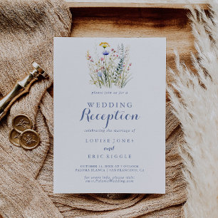 Moderne mehrfarbige Wildblume Hochzeitsempfang Einladung