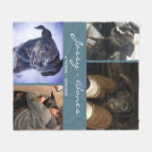 Moderne Memorial Foto Collage Aquamarin Fleecedecke (Vorderseite (Horizontal))