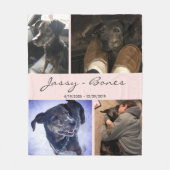 Moderne Memorial Pet FotoCollage Rosa Fleecedecke (Vorderseite)