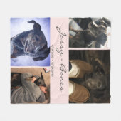 Moderne Memorial Pet FotoCollage Rosa Fleecedecke (Vorderseite (Horizontal))