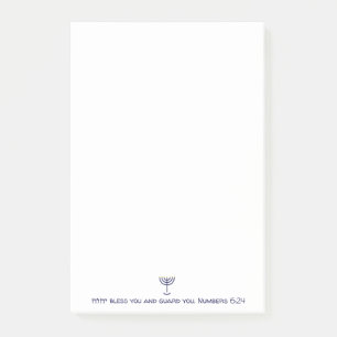 Moderne Menorah Blessing Blue White Gold Graphic Post-it Klebezettel