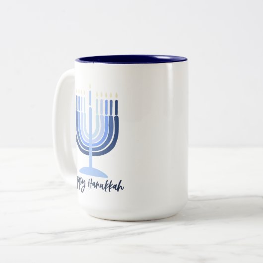 Moderne Menorah Design Hanukkah Tasse (Vorderseite Links)