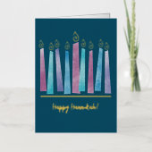 Moderne Menorah Hannukah Faltfoil Holiday Card (Vorderseite)
