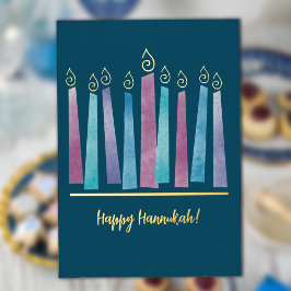 Moderne Menorah Hannukah Faltfoil Holiday Card