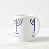 Moderne Menorah Navy Gold Custom genannt Kaffeetasse (VorderseiteRechts)