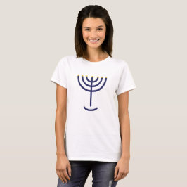 Moderne Menorah Navy Gold Imitate Fossil T-Shirt