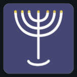 Moderne Menorah White Navy Gold Grafik Quadratischer Aufkleber<br><div class="desc">Hebräisch Menorah Sticker. Marine,  weiß,  Gold. Übertragbar und anpassbar.</div>