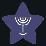 Moderne Menorah White Navy Gold Grafik Stern-Aufkleber<br><div class="desc">Hebräisch Menorah Sticker. Marine,  weiß,  Gold. Übertragbar und anpassbar.</div>