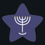 Moderne Menorah White Navy Gold Grafik Stern-Aufkleber<br><div class="desc">Hebräisch Menorah Sticker. Marine,  weiß,  Gold. Übertragbar und anpassbar.</div>