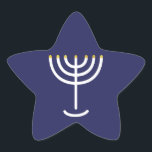 Moderne Menorah White Navy Gold Grafik Stern-Aufkleber<br><div class="desc">Hebräisch Menorah Sticker. Marine,  weiß,  Gold. Übertragbar und anpassbar.</div>