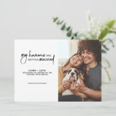 Moderne Menschen 2 Foto Verlobung heiraten Einladung (Stehend Vorderseite)