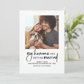 Moderne Menschen 3 Foto Verlobung heiraten Einladung (Stehend Vorderseite)