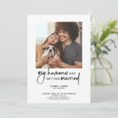 Moderne Menschen Erziehung 4 Foto Verlobung Einladung (Stehend Vorderseite)