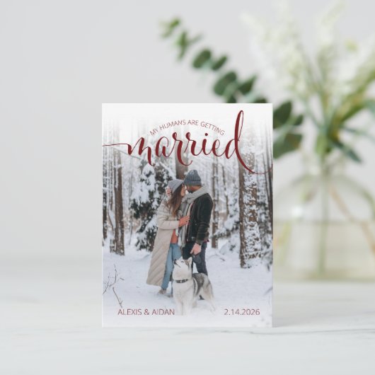 Moderne Menschen verheiratet Foto Verlobung Postkarte (Stehend Vorderseite)