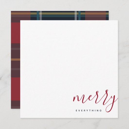 Moderne Meran Alles Urlaub Rot und Blau Kariert Mitteilungskarte (Vorne/Hinten)