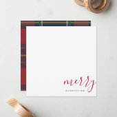 Moderne Meran Alles Urlaub Rot und Blau Kariert Mitteilungskarte (Vorderseite/Rückseite Beispiel)