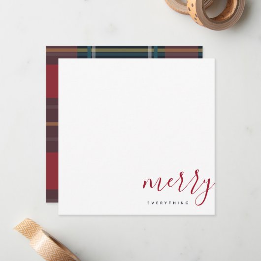 Moderne Meran Alles Urlaub Rot und Blau Kariert Mitteilungskarte (Vorderseite/Rückseite Beispiel)