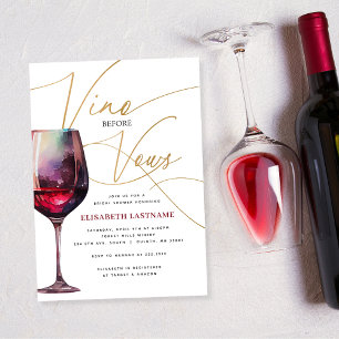 Moderne Merlot-Gold-Vino-Before-Vows-Brautparty Einladung