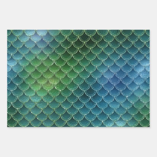 Moderne Mermaid Glitzer Geschenkpapier-Blätter Geschenkpapier Set (Vorderseite 2)