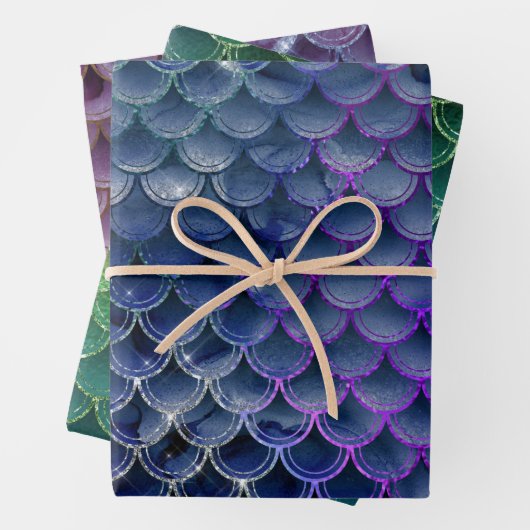 Moderne Mermaid Glitzer Geschenkpapier-Blätter Geschenkpapier Set (Beispiel)