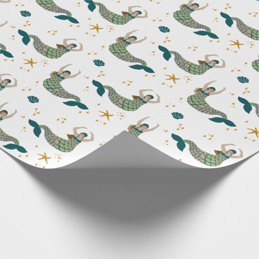 Moderne Mermaid Siren Thema Illustration Print Geschenkpapier (Ecke)