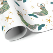 Moderne Mermaid Siren Thema Illustration Print Geschenkpapier (Rolleneckpunkt)