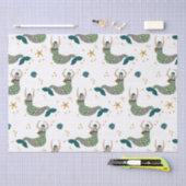 Moderne Mermaid Siren Thema Illustration Print Seidenpapier (Handwerk)