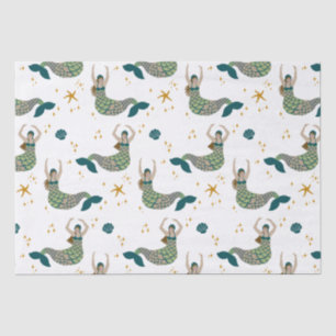 Moderne Mermaid Siren Thema Illustration Print Seidenpapier