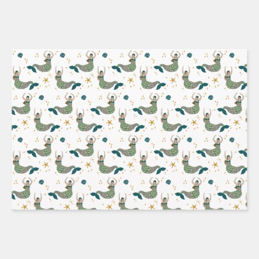 Moderne Mermaid Siren Theme Illustration Geschenkpapier Set (Vorderseite 3)