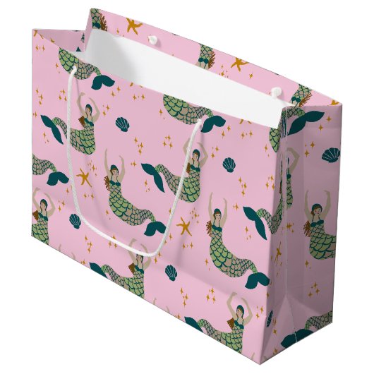 Moderne Mermaid Siren Theme Illustration Print Pin Große Geschenktüte (Vorderseite Schrägansicht)