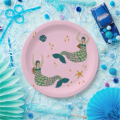 Moderne Mermaid Siren Theme Illustration Print Pin Pappteller (Party)