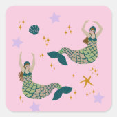 Moderne Mermaid Siren Theme Illustration Print Pin Quadratischer Aufkleber (Vorderseite)