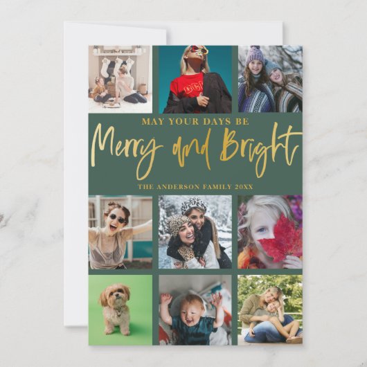 Moderne Merry & Bright Green & Imitats Weihnachten (Vorderseite)
