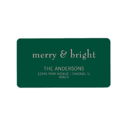 Moderne Merry & Bright Holiday Adresse Grün & Rosa Adressaufkleber