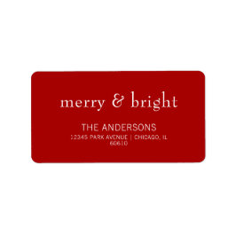 Moderne Merry & Bright Red Holiday Adresse Adressaufkleber