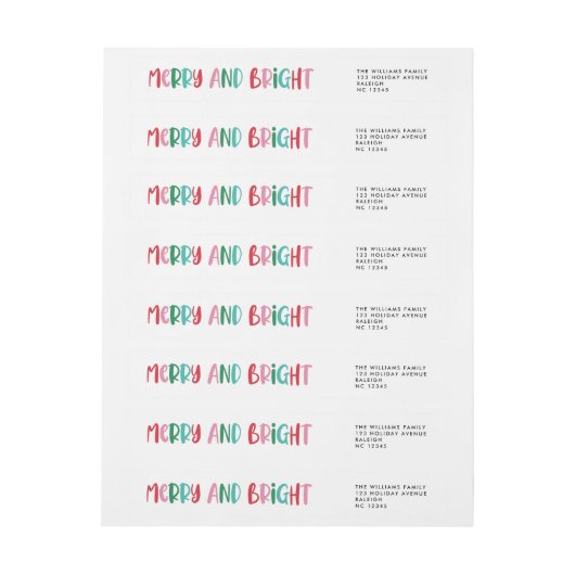 Moderne Merry & Bright Retro farbenfrohe Weihnacht (Bogen)