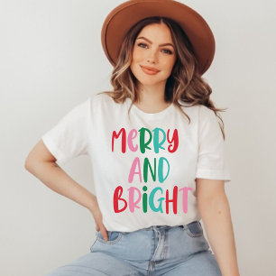 Moderne Merry & Bright Retro farbenfrohe Weihnacht T-Shirt