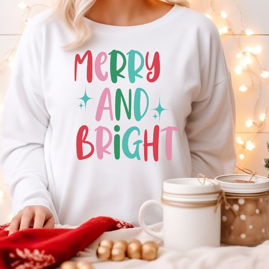 Moderne Merry & Bright Retro farbenfrohe Weihnacht T-Shirt
