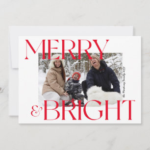 Moderne Merry & Bright Typografie 3 Foto Weihnacht Feiertagskarte