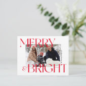 Moderne Merry & Bright Typografie Foto Weihnachten (Stehend Vorderseite)