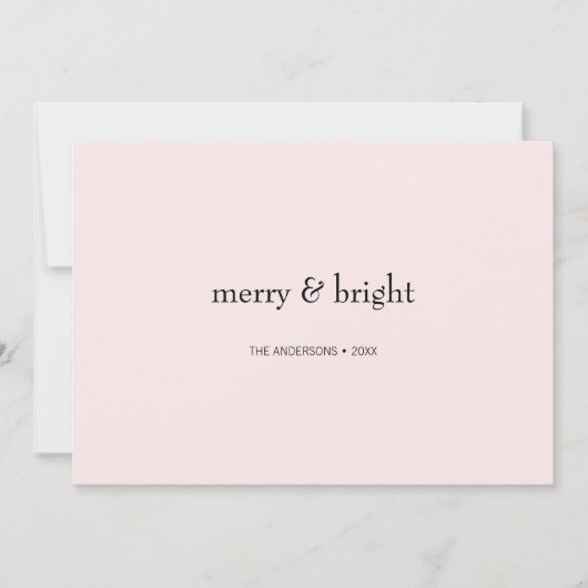 Moderne Merry & Bright Weihnachten Rosa und Schwar (Vorderseite)