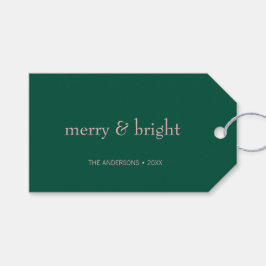 Moderne Merry & Bright Weihnachtsfeiertag Grün Ros Geschenkanhänger