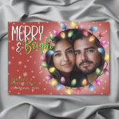 Moderne Merry & Bright Weihnachtsleuchten Rot Feiertagskarte